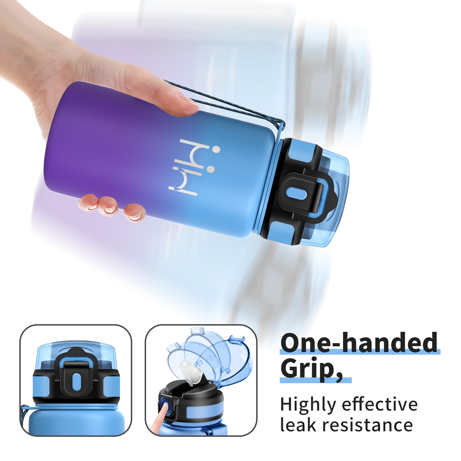 Botella Acero Inoxidable 500ml, Botella Agua con Pajita, Doble Pared al Vacío, Termo sin BPA, a Prueba de Fugas, Fácil de Abrir, Cantimplora Termica para Colegio, Escuela, Excursiones - 5