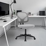 Moustache Task Office Desk Chair, Armless Executive Chair with Adjustable Height and Swivel Wheels for Home Studying Gaming (Grey)