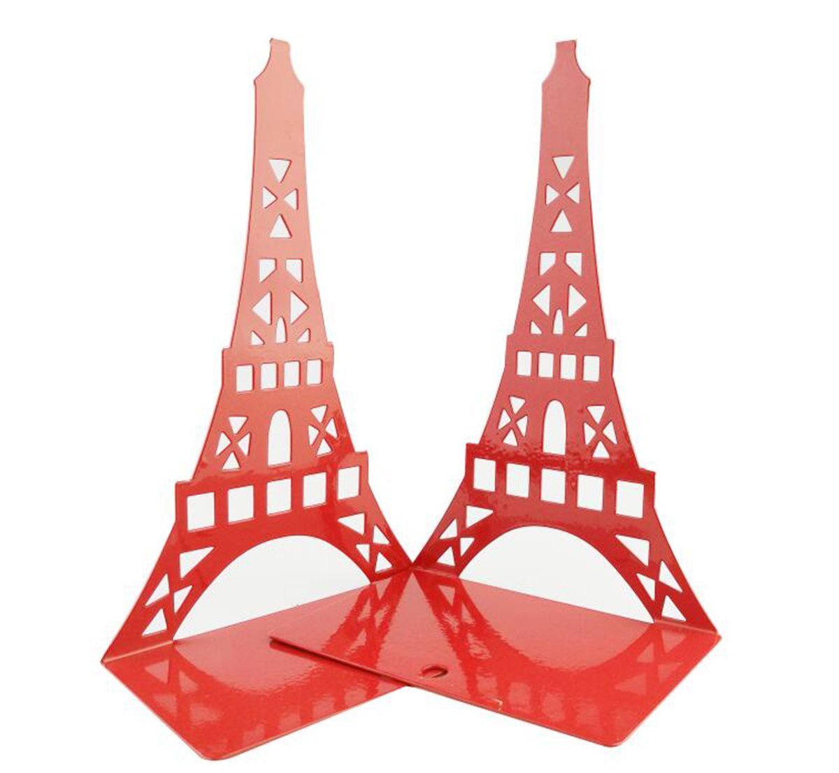 1 coppia di graziosi fermalibri decorativi a forma di torre Eiffel, per scaffali e scrivania, in metallo Red