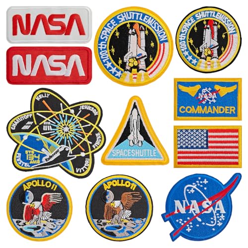 JEFUZH NASA Patch | Embroidered Space Iron on Patch | 11Pack Decorative Repair for Hats Clothes Jeans Backpacks