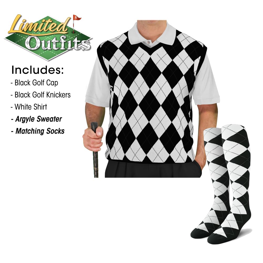 Golf Knickers Golf-Pullover, Herren, Schwarz und Weiß