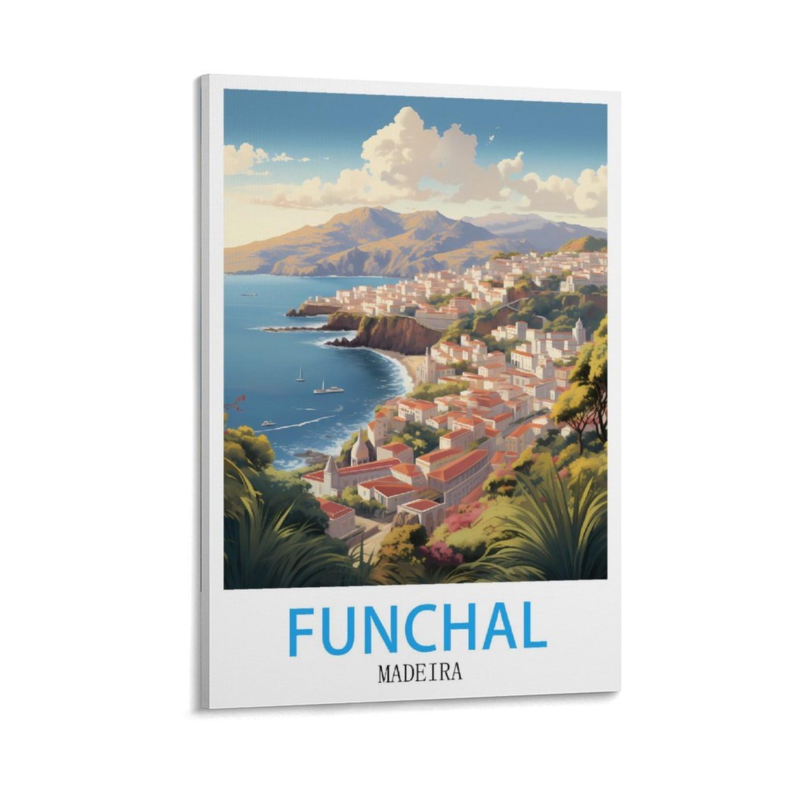 Lnuyitr Frame-Style Funchal Madeira Vintage Travel Posters 08X12inch(20X30cm) Canvas Art Posters And Wall Art Picture Prints Modern Home Bedroom Decor Posters