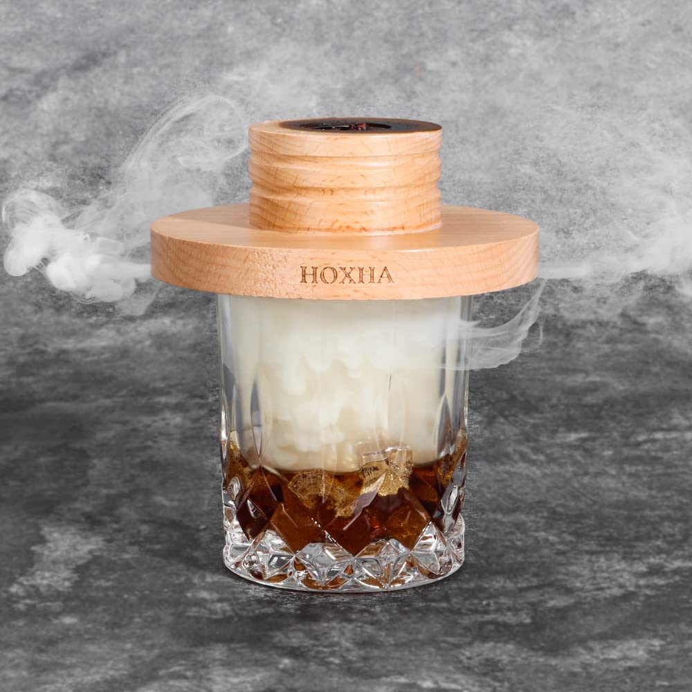 Cocktail Smoker, Old Fashioned Chimney Drink Smoker Infuser Kit Bourbon, Wine, Meat, Grill, Whiskey Smoking Glass Tools for Birthday, Valentine’s Day Gift for Dad, Husband, Bartender