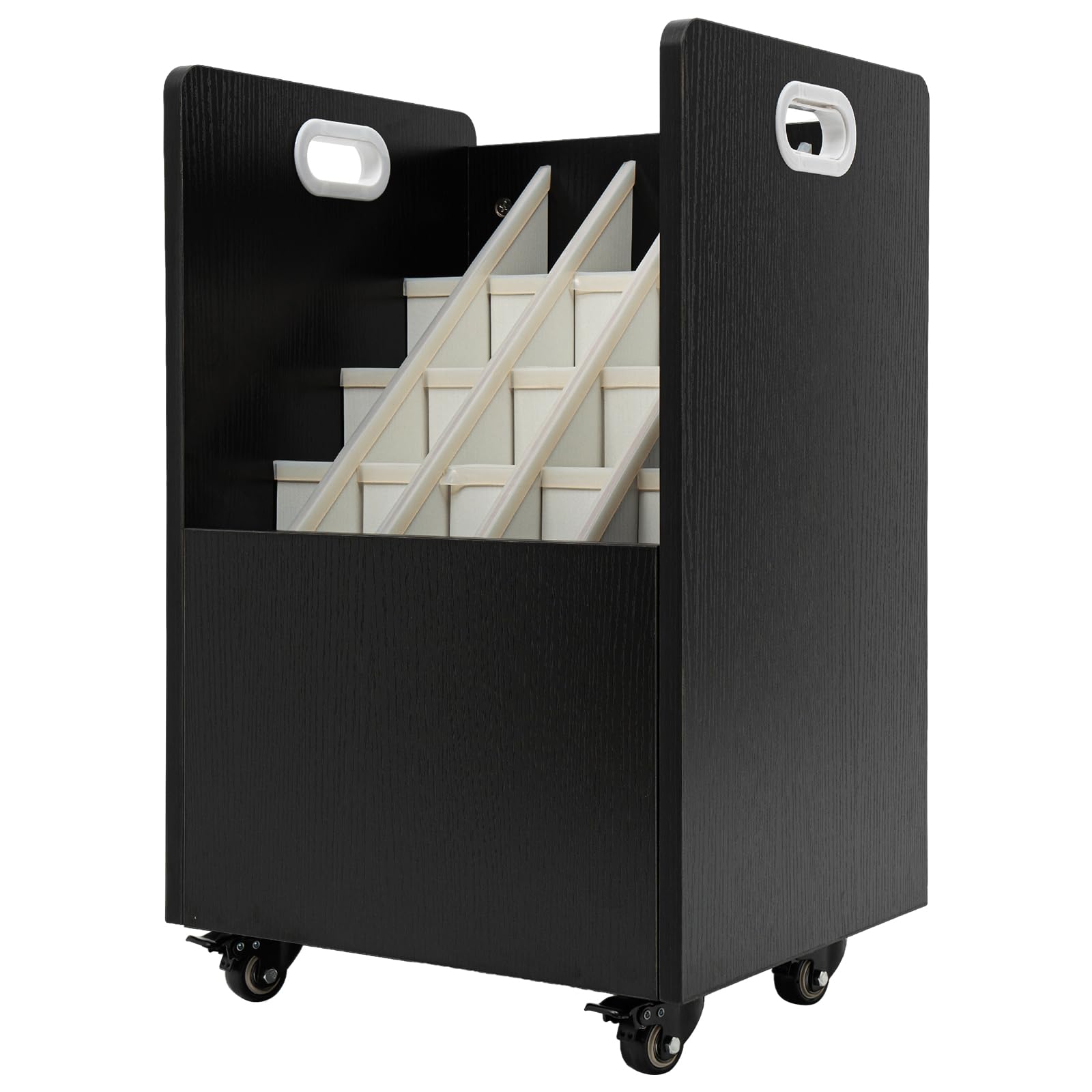 Blue Print Storage Organizer 20 Slots Mobile Blueprint Storage Cabinet Construction Plan Holders Blueprint Cabinet with Wheels Blueprint File Holder Roll Files Storage for Office (Black, 20 Slots)