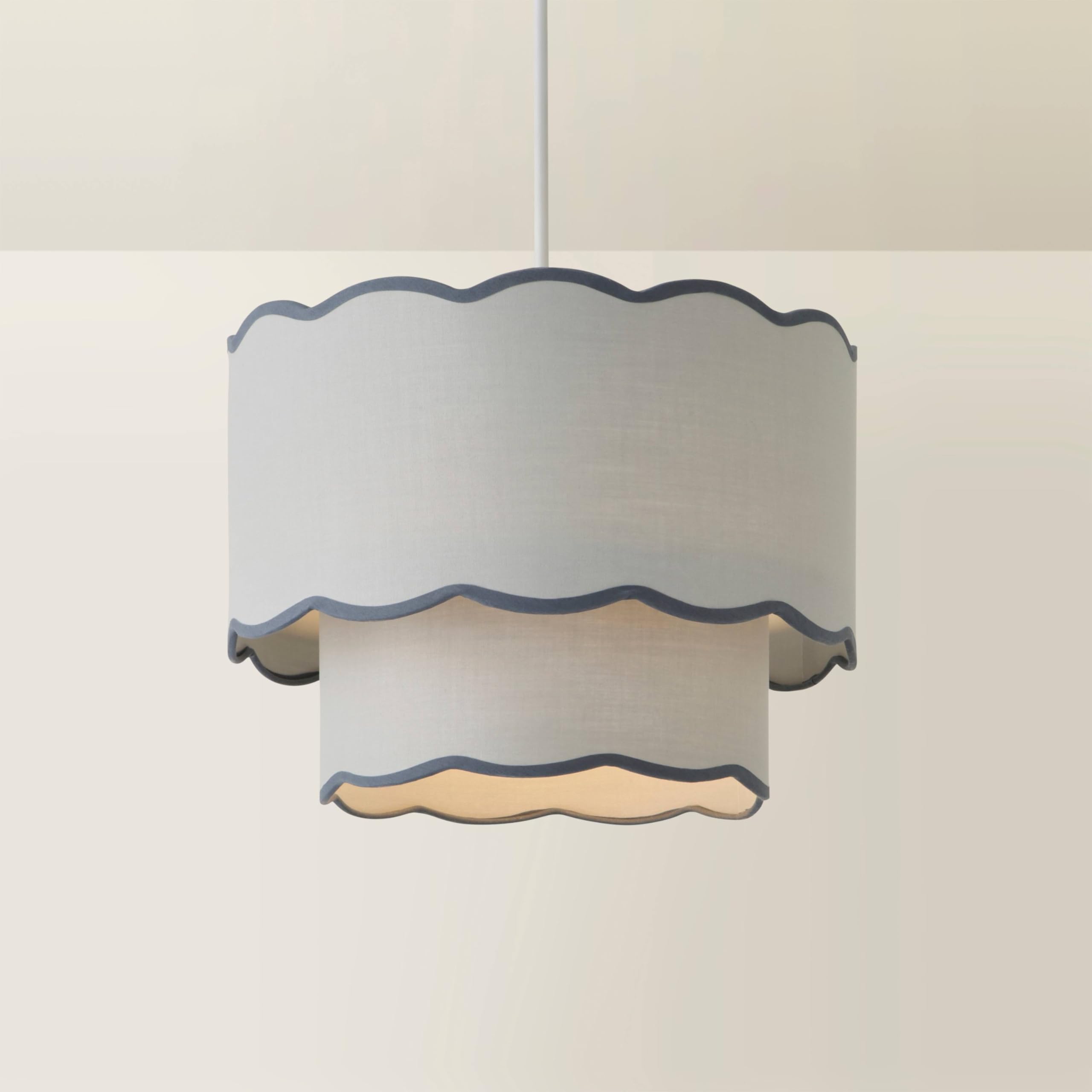 ValueLights | Sloane 2 Tier Grey Colour Clash Scallop Ceiling Lamp Shade and Bulb | Shades, Home DΓ©cor & Improvement Essential | Bulb Included