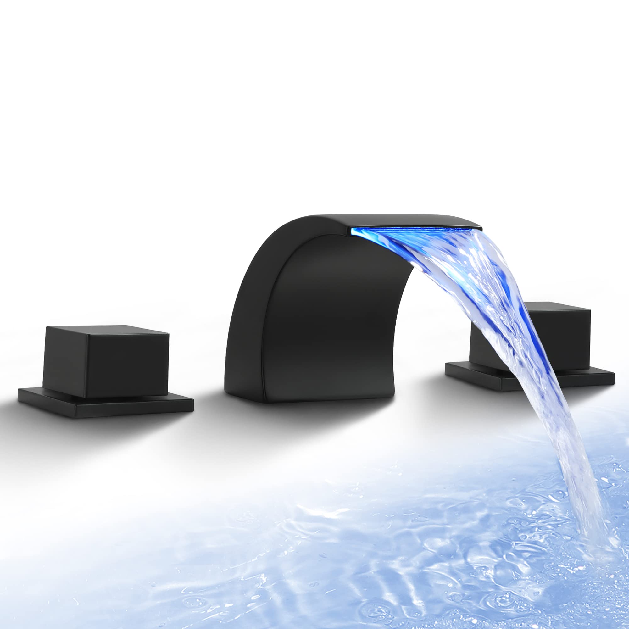 SKOWLL Waterfall Faucet Bathroom Sink 3 Hole Widespread Deck Mount 2