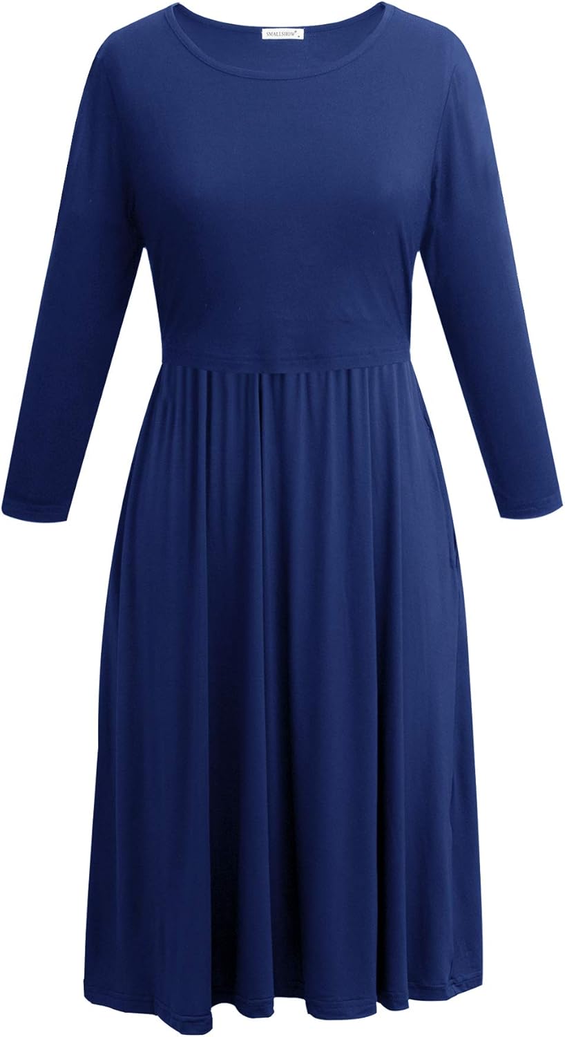 Smallshow Women's Maternity Nursing Dress 3/4 Sleeve Dress for Breastfeeding - Image 2