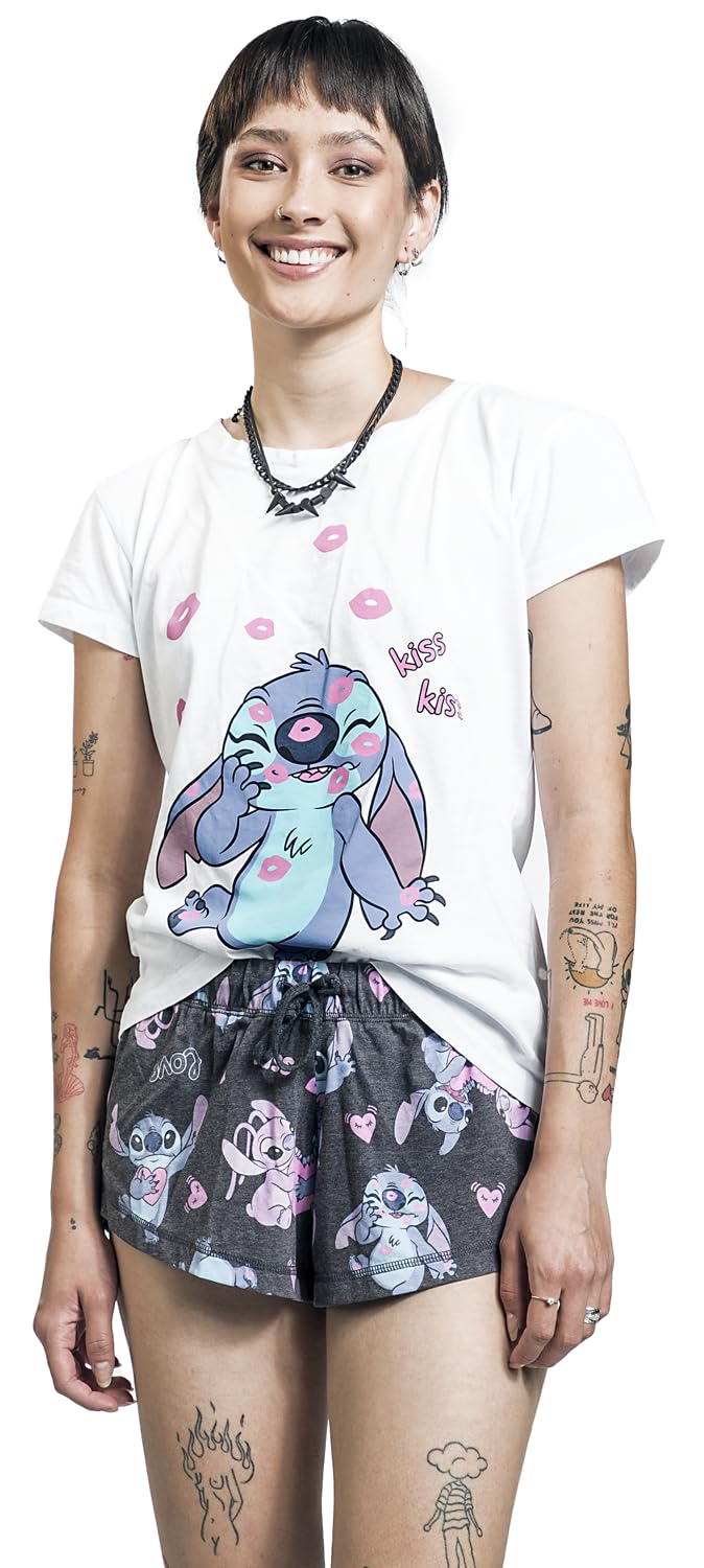 Lilo & Stitch Kiss Kiss Femme Pyjama Multicolore 100% Coton
