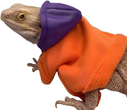 Lizard Clothes for Bearded Dragons Reptile Apparel Handmade Cotton Material Hoodies Gift for Lizard Small Animal Gecko Chameleon(Orange and purple)