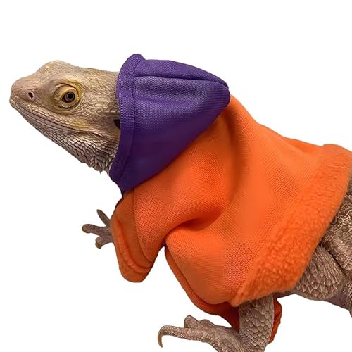 CQJ Lizard Clothes for Bearded Dragons Reptile Apparel Handmade Cotton Material Hoodies Gift for Lizard Small Animal Gecko Chameleon (Orange and purple)