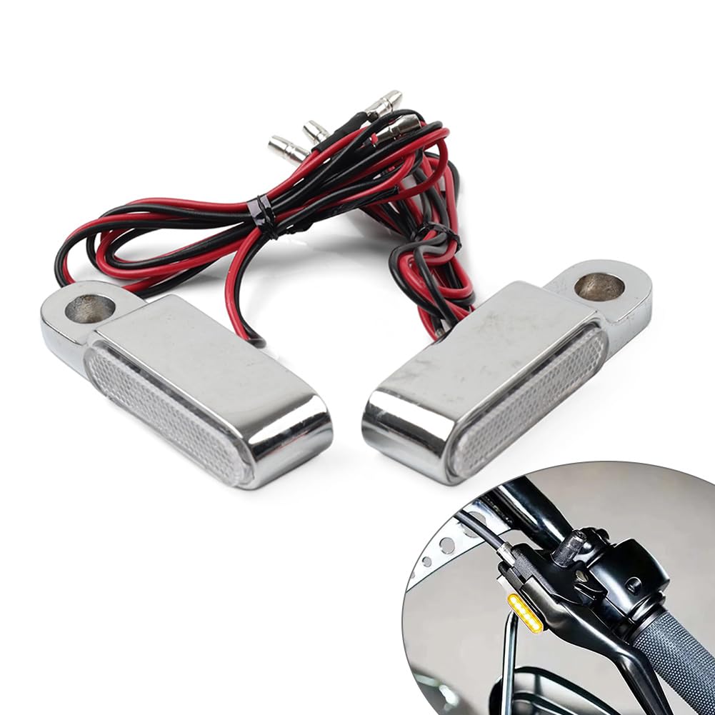 Cnfang4 2 PCS Calibre: 8mm Handlebar Marker Light Turn Signals Motorcycle Running Lights Aluminium Alloy Chrome for Harley for Sportster Dyna Iron 883 Fat Bob for Softail for HONDA Shadow Grom