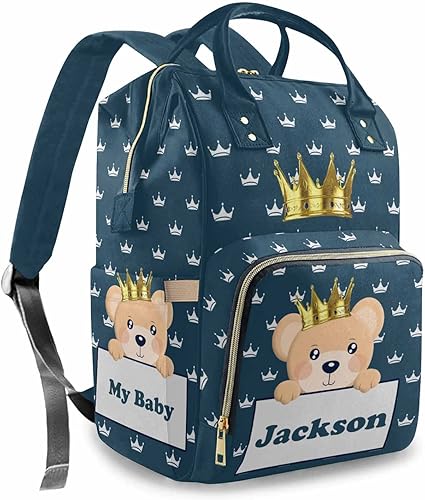 Miniatura 2 de Newcos Bolsa de pañales personalizada para lactancia, bolsa de pañales para bebé, mochila de viaje casual para mamá, 0303-5, Personalizado