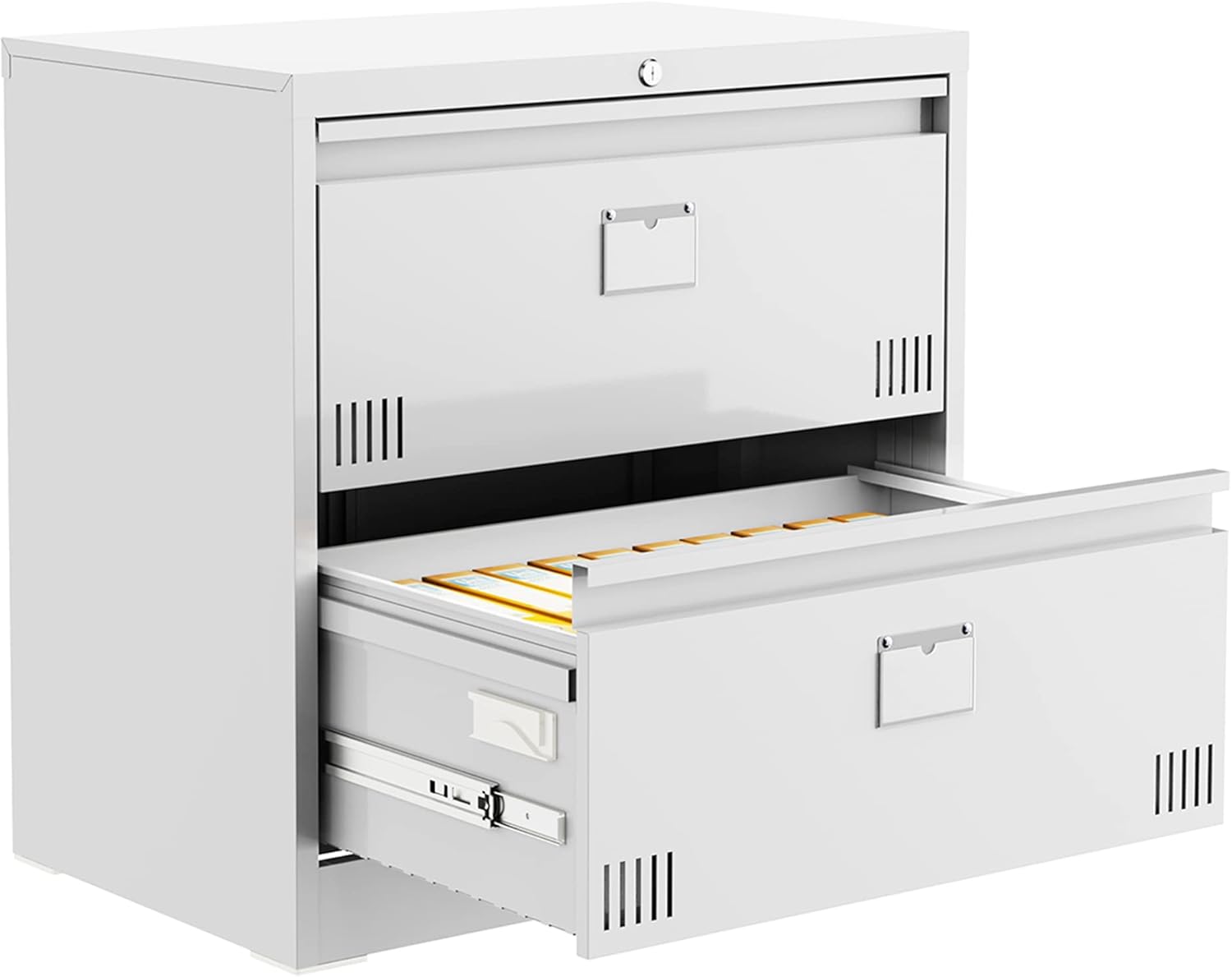 Lateral File with Lock, 2 Drawer Metal File for Home