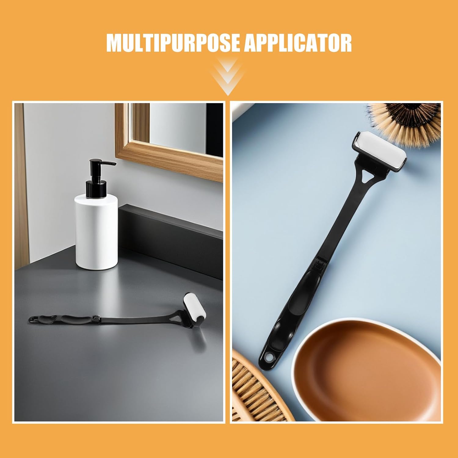 GALPADA Back Lotion Applicator with Long Handle and Folding Sponge Roller Head for Creams, Sunscreen, Self Tanner – Back and Body Spreader for Daily Skin Care