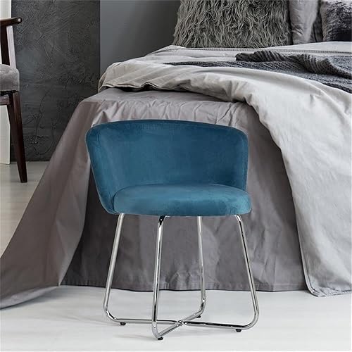 Miniatura 2 de Hillsdale, Marisol Taburete redondo de metal y tapizado con respaldo redondo para sala de maquillaje o baño, color azul Azul,Blanco sucio,Oro