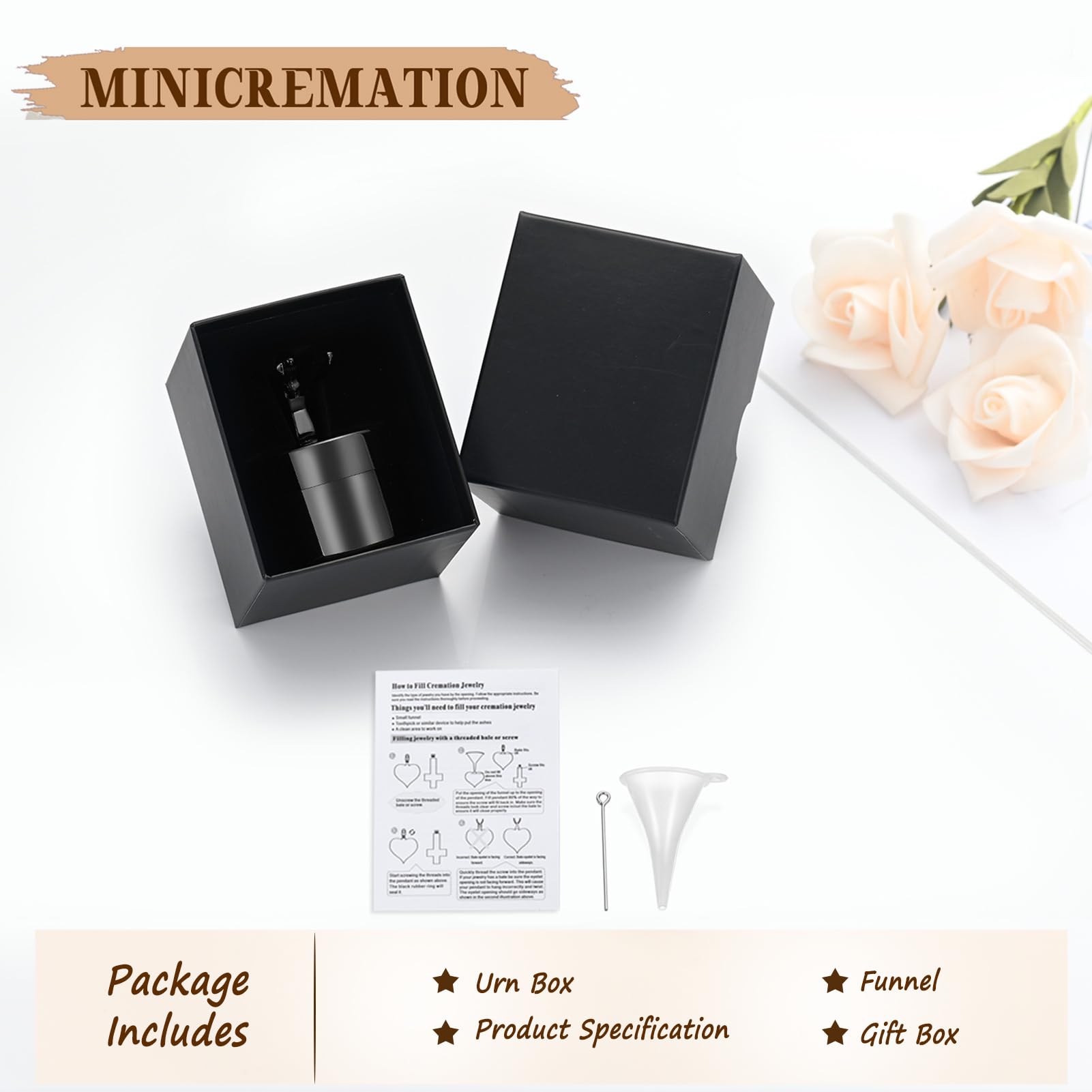 Minicremation Urna pequeña para cenizas humanas, hermosas urnas mini compartidas con exquisita caja de almacenamiento de cremación Keepsake Memorial y cenizas para seres queridos (G010-Black)