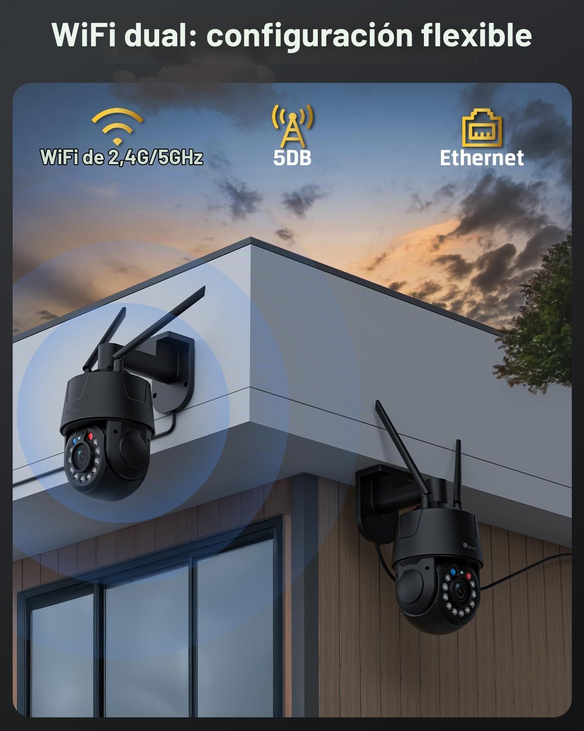 Ctronics 4K 30X Zoom Óptico Cámara Vigilancia WiFi Exterior,5G/2,4GHz
