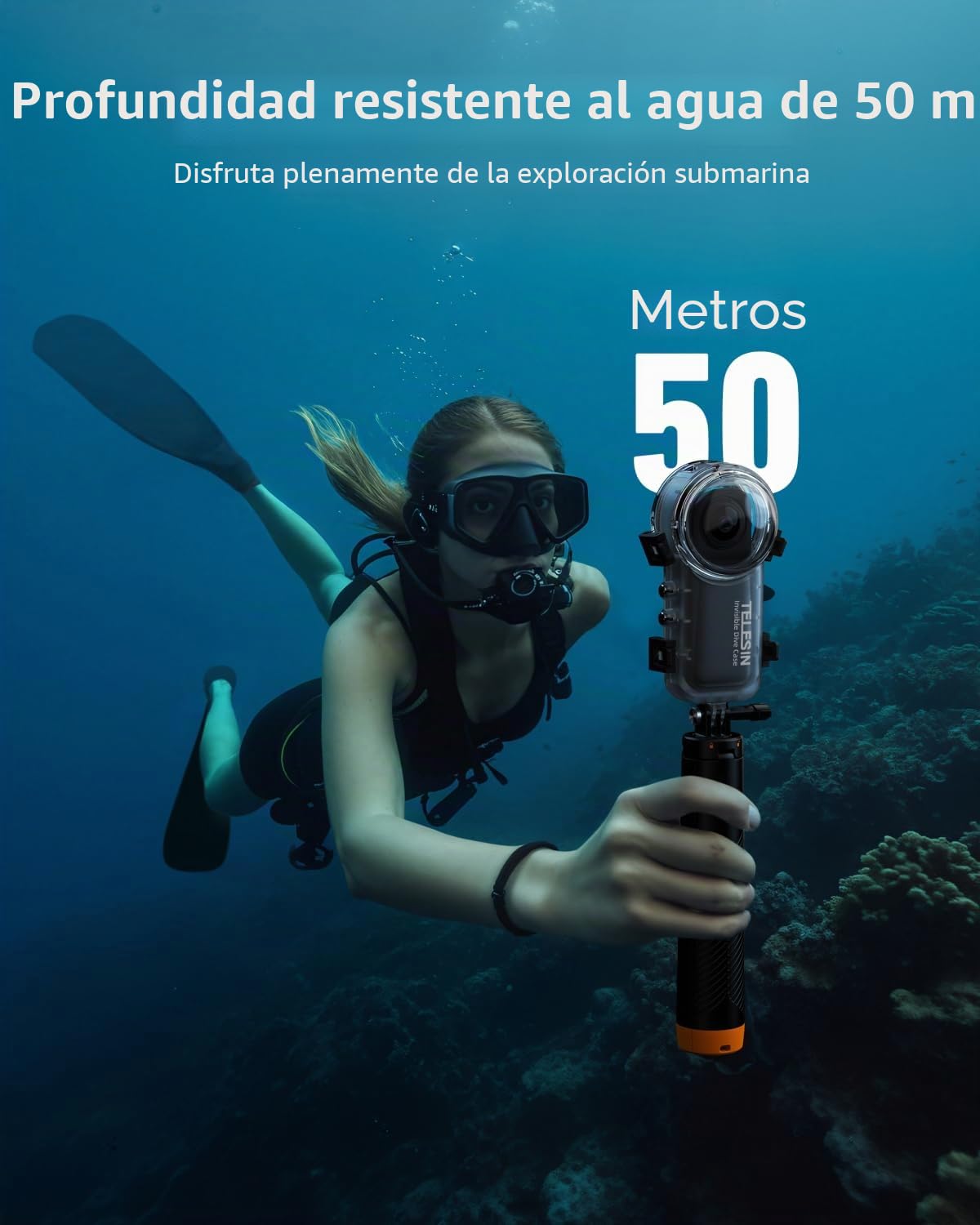 TELESIN Funda de Buceo para Insta360 X4, Estuche Impermeable de hasta 50m/164ft, Carcasa Protectora subacuática para Accesorios de cámara Insta360 X4, Disparos submarinos versátiles