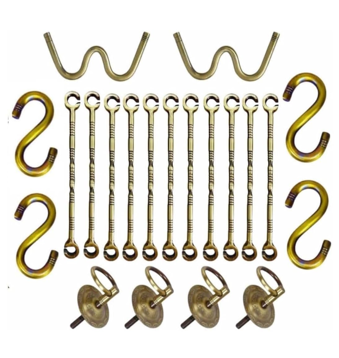 Trendy Creation Hub 7 Ft Double Peacock Antique Golden Swing Chain Links Brass Assemble Saliya Jhula for Balcony and Home-image-32