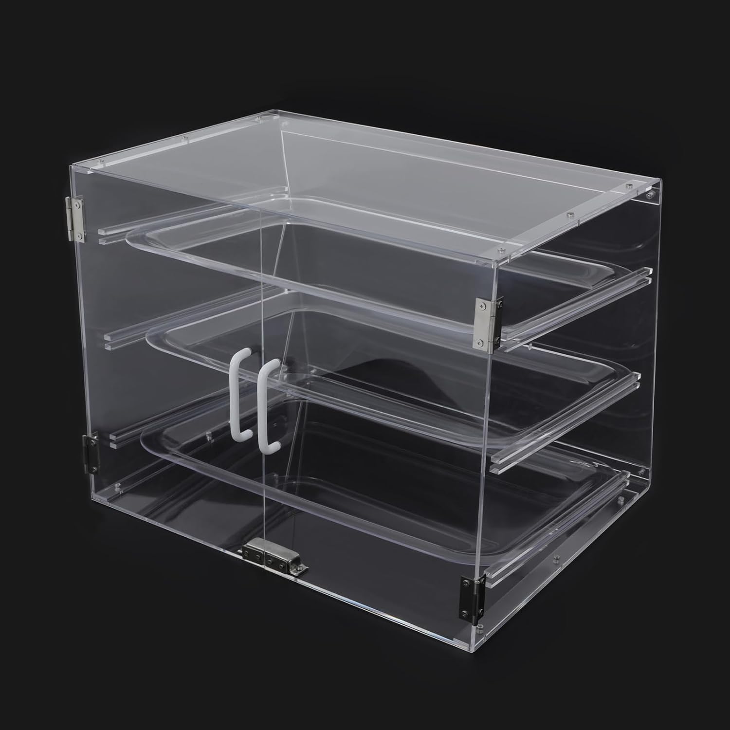 Pastry Display Case, 3-Tier Commercial Countertop Bakery Display Case, Clear Acrylic Display Shelf, Donut Cookie Display Cabinet with Magnetic Door & Removable Trays, 21.3"x17.3"x16.5"