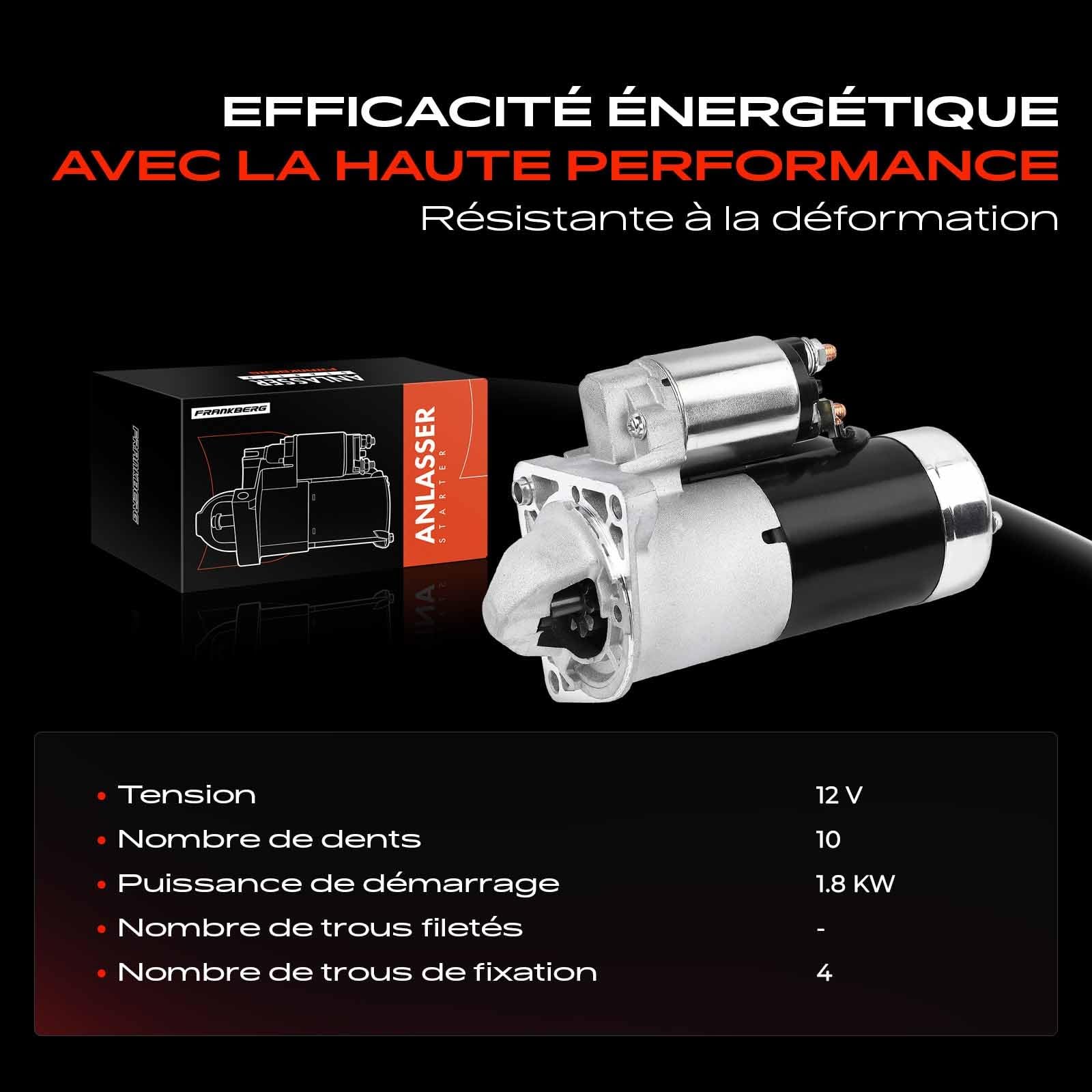 Frankberg Démarreur 1,8 kW 12 V 10 dents 33173, 55352882