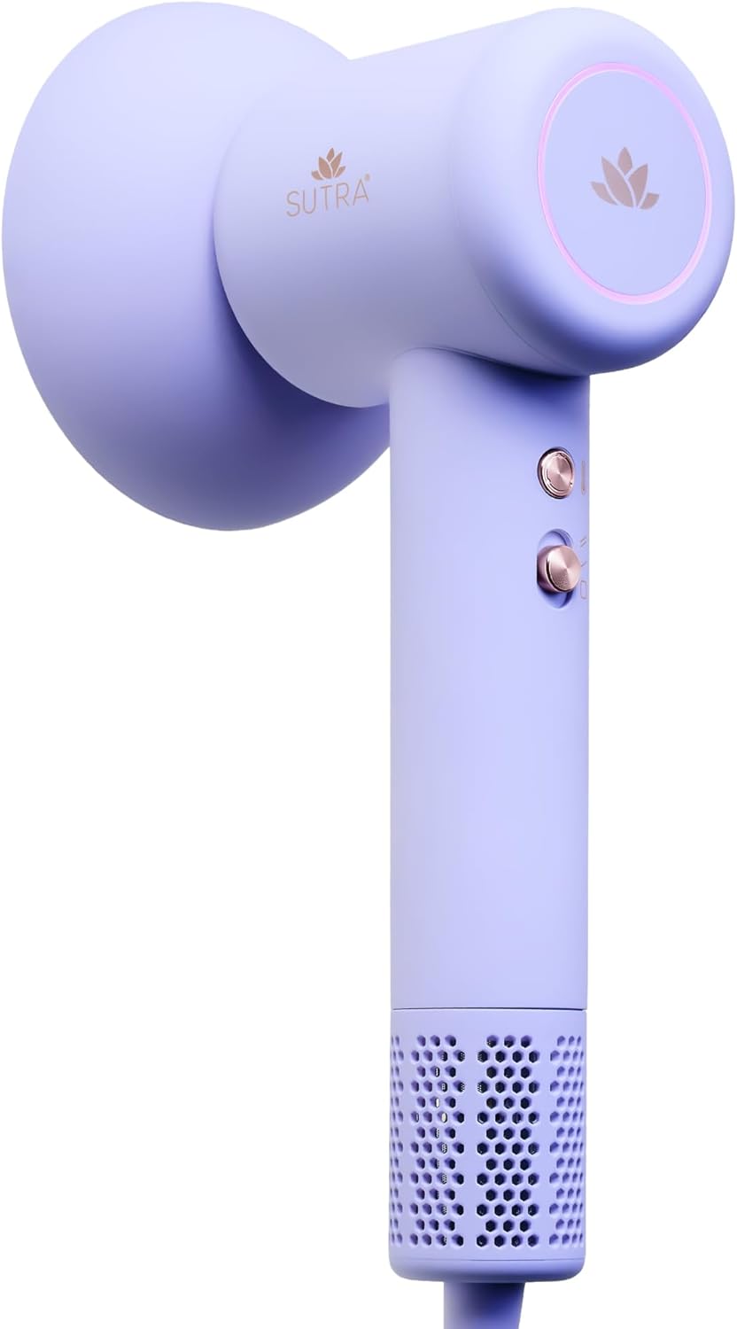 SUTRA Ultra Violet Blow Dryer - Lightweight Hair Dryer with Negative Ionic Technology, 2 Speed & 3 Heat Settings, Cool Shot, Diffuser & Concentrator, Fast Drying, Glossy Finish