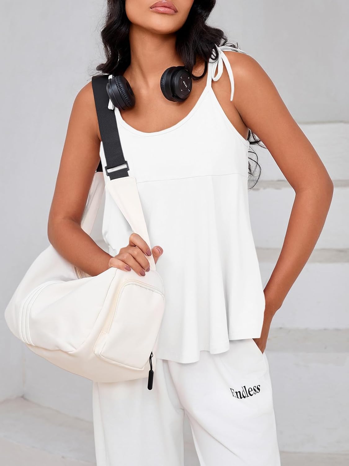 Fisoew Womens Workout Tank Tops Sleeveless Scoop Neck Racerback Loose Summer Active Running Gym Babydoll Shirts - Image 3