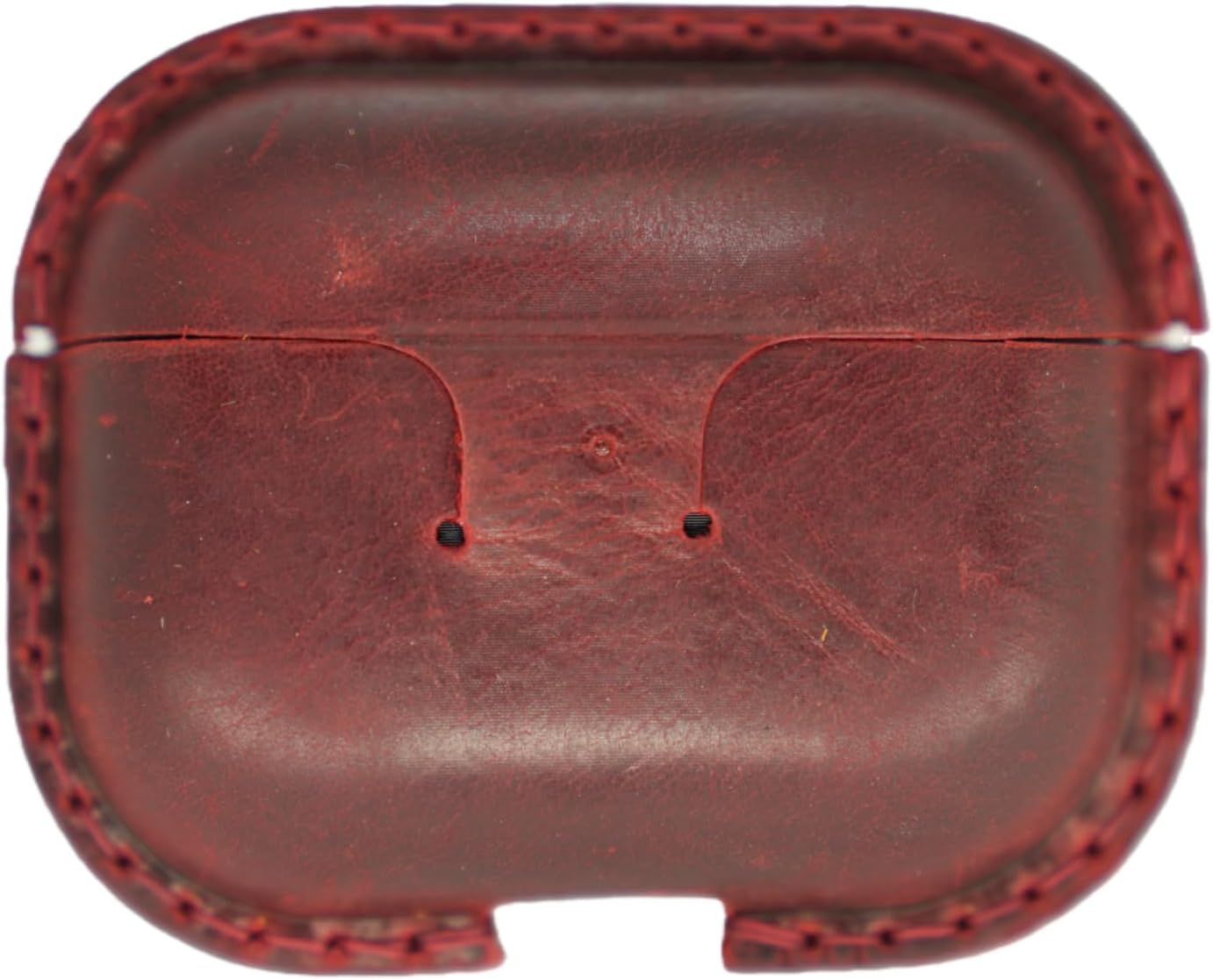 JJNUSA Genuine Vintage Leather Distressed Leather for Apple Airpods Pro 3 3rd Gen (2025) Wireless Charging Protective Cover Earbud Case Compatible with MagSafe Red
