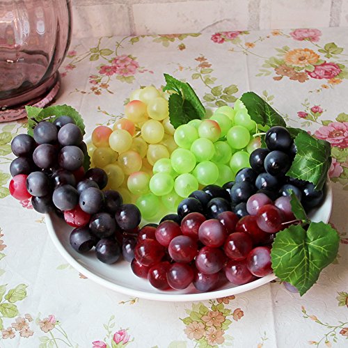 Chengsan 4 Bunches Artificial Grapes, Fake Fruit Grapes Decoration, Highly Simulated Faux Fruit Plastic Grapes Props For Home Wedding Kitchen Party Pub Decor (Green Yellow Purple Black) #TOP4