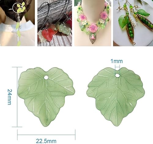 Miniatura 7 de AKOAK 100 piezas transparentes de hojas esmeriladas colgantes de amuleto acrílico, anillo adecuado para hacer joyas, manualidades, joyería,