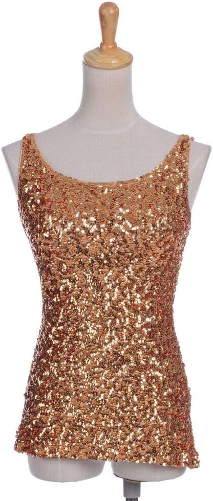 Anna-Kaci Womens Sparkle & Shine Glitter Sequin Sleeveless Round Neck Tank Top