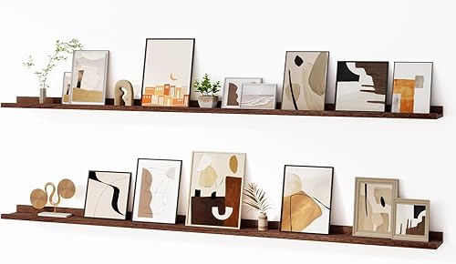 Miniatura 63 de Estante de repisa para fotos, juego de 2 estantes flotantes de madera de pino macizo, estantes para guardería de 24 pulgadas, estantes de libros