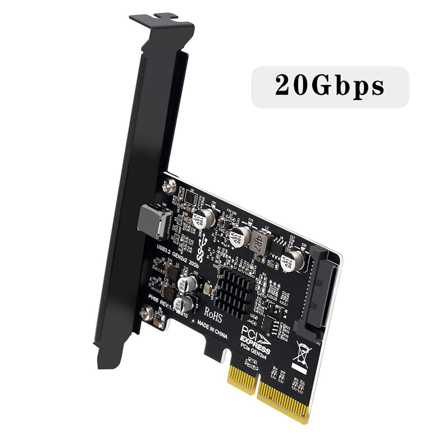 2 x USB PCIE karta C PCI-Express 4X na USB 3.2 Gen 2 x 2 (20 Gbit/S) ASM3242 chipset do 8/10/Linux