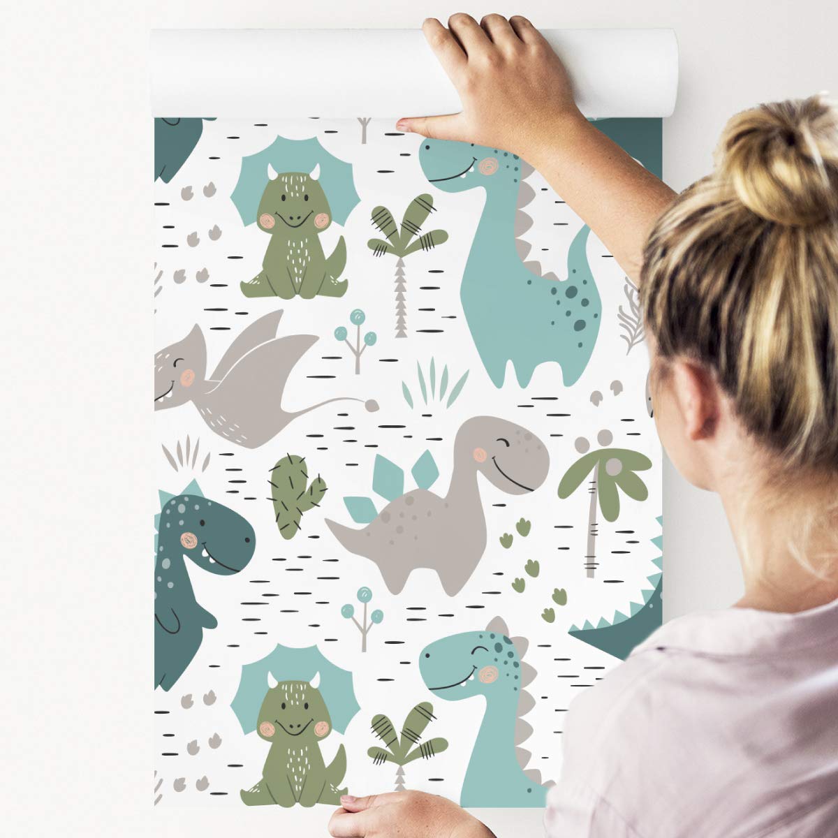 Muralo Papel Pintado en TNT para Niños Alegres Dinosaurios - 1000x53 cm