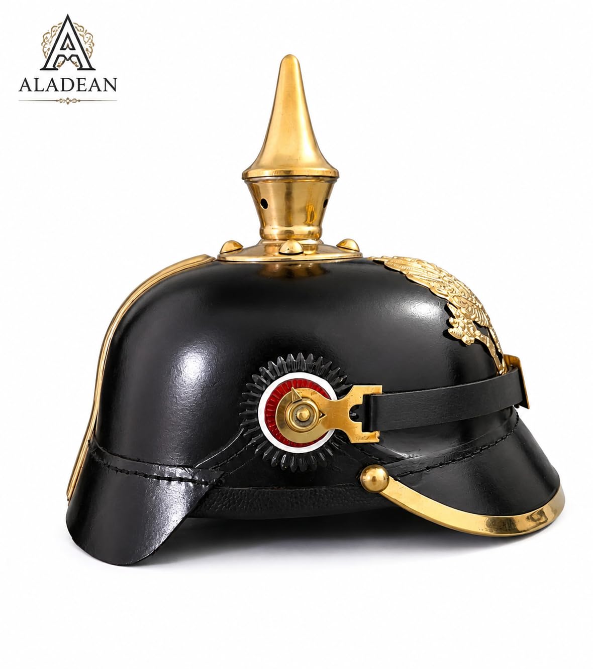 Deutscher Pickelhaube Lederhelm 1856-57 | WWI WWII Pickelhelm Preußischer Helm Bayerisch Sachsen Garde Württemberg Artillar Kavallerie Regiment Offizier Uniform Prop