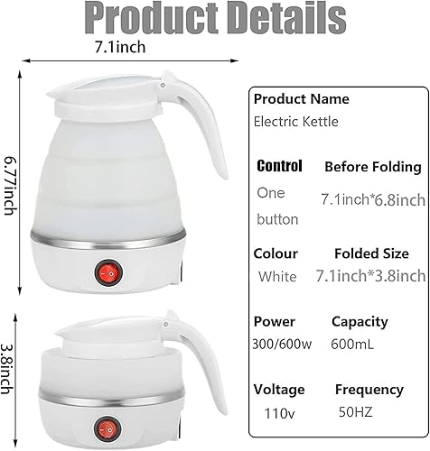 Miniatura 3 de UpdateClassic pequeña caldera eléctrica plegable del viaje 0.6L, caldera plegable portátil de la agua caliente para el té del café