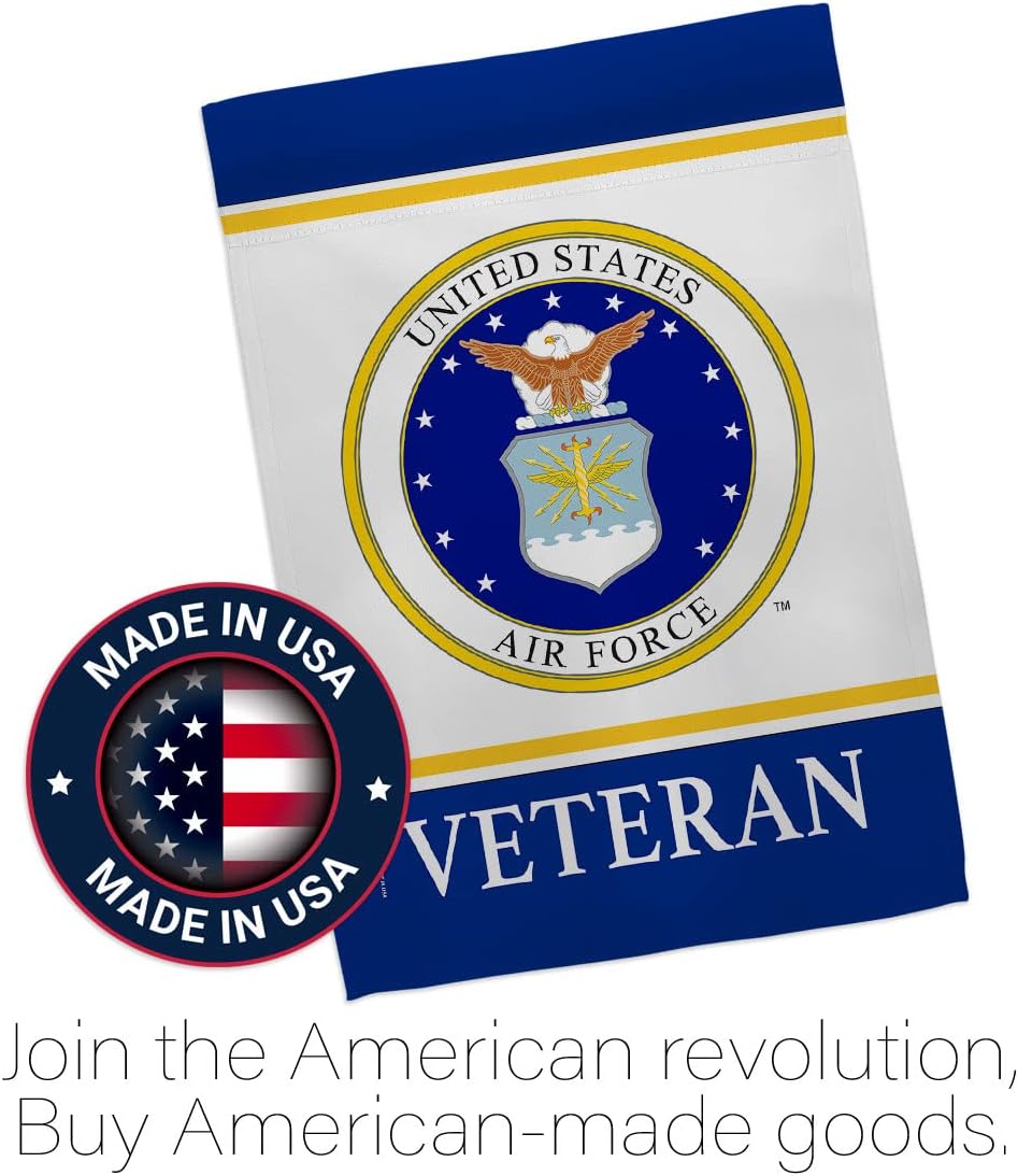 Air Veteran Garden Flag Set Wall Hanger Armed Forces USAF United State American Military Retire Official House Decoration Banner Small Yard Gift Double-Sided, 13"x 18.5", Thick Fabric