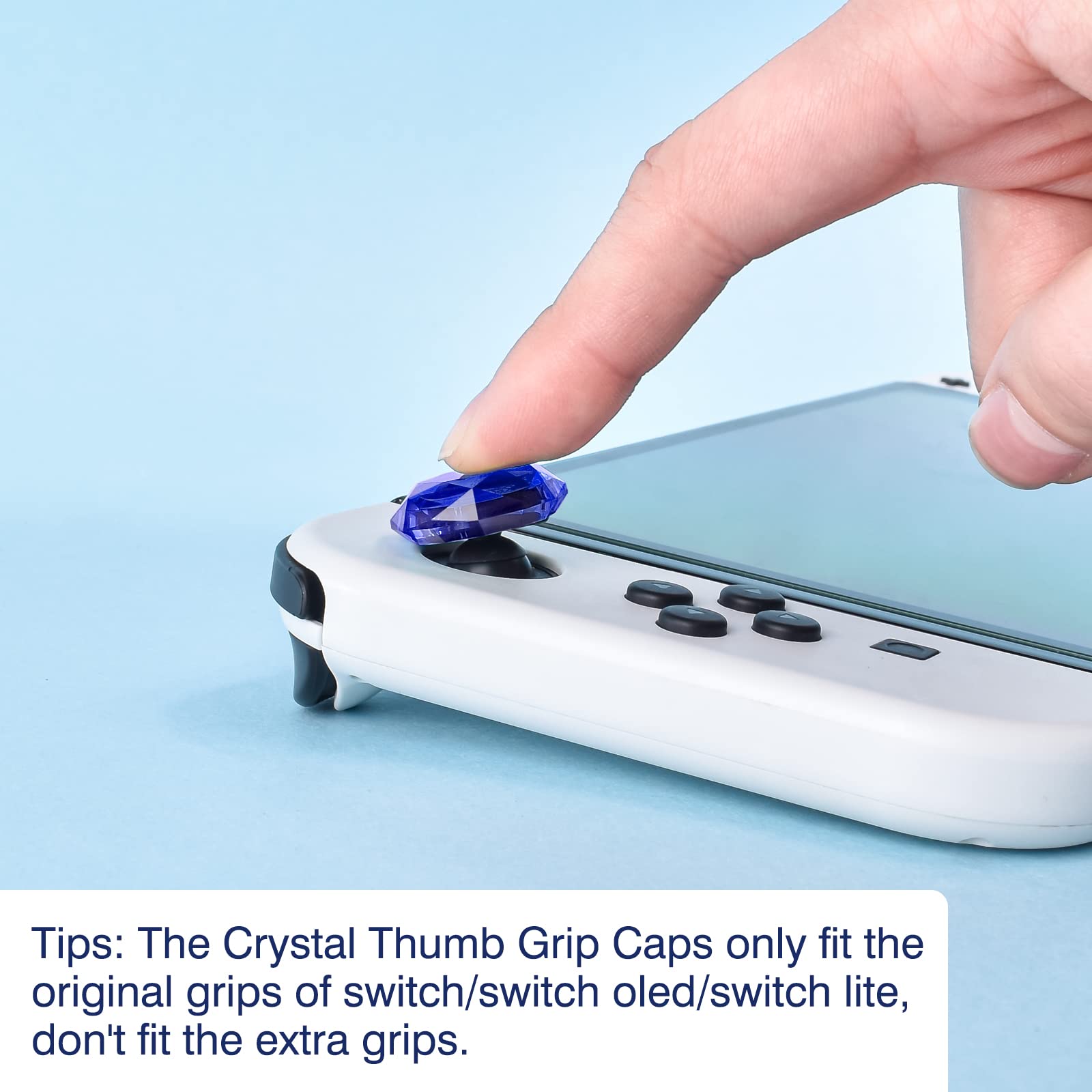 DLseego Daumenkappe, kompatibel mit Nintendo Switch/Switch OLED, Analog, 3D, hart für Switch Lite Konsole, transparent + blau (4 Stück)