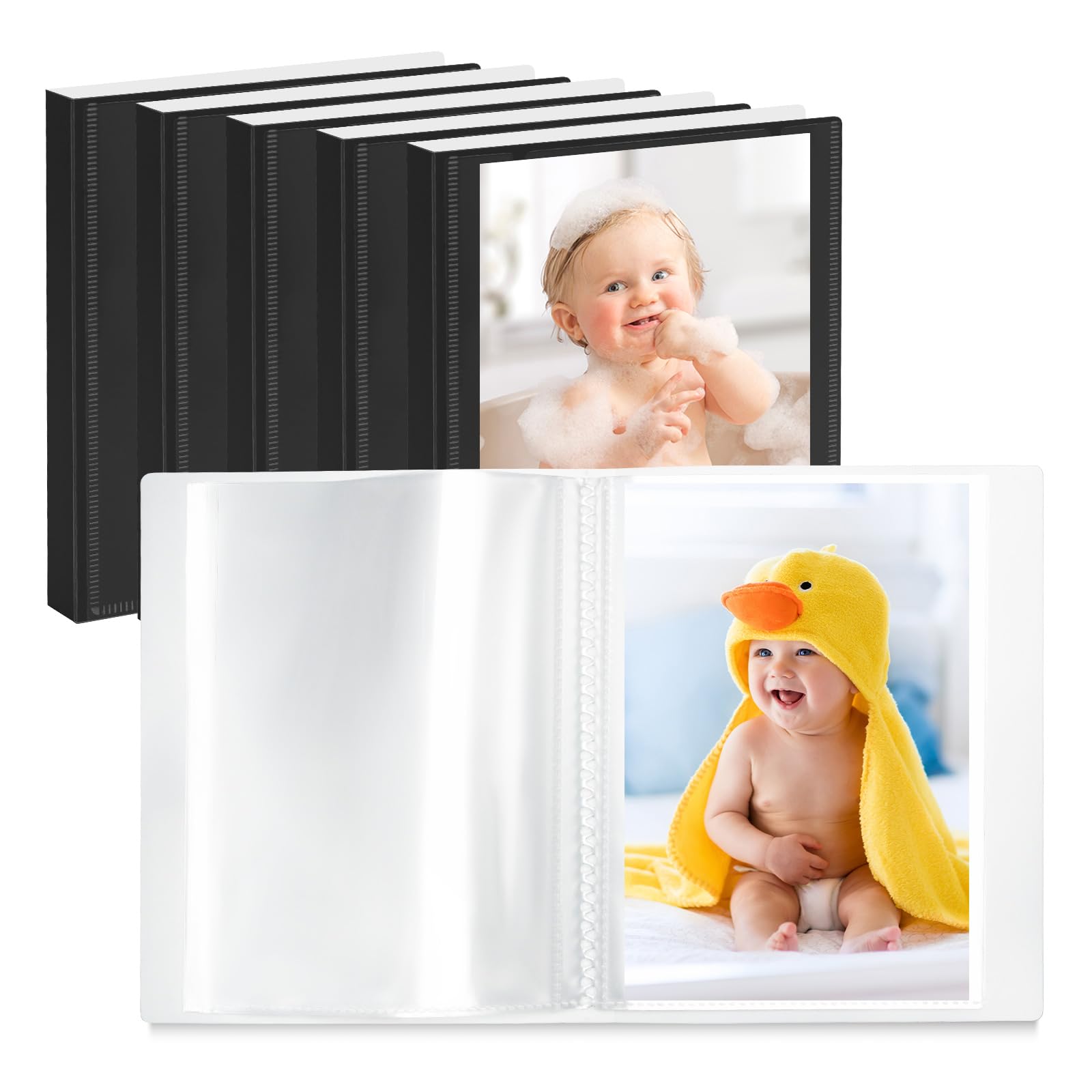 Vienrose Baby Fotoalbum 10x15 Einsteckalbum 6er Set – Schwarz – Fotoalbum Hochzeit & Familienalbum zum Selbstgestalten