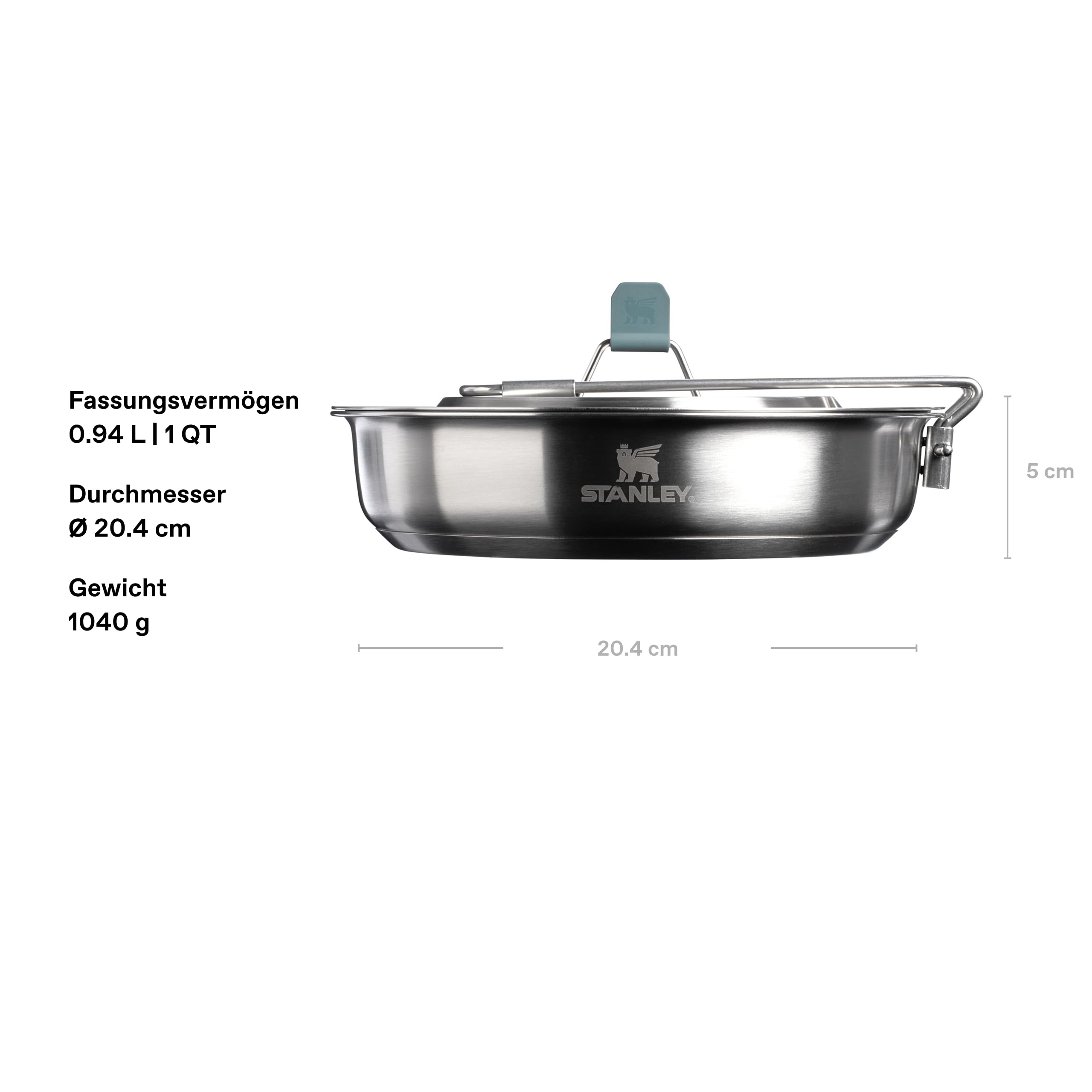 Stanley 1913 Wildfare Fry Pan Cookset 0.94L - Shale/Charcoal | Edelstahl-Camp-Kochset - Packbar - Spülmaschinenfest - BPA-frei - Für Camping und Wandern