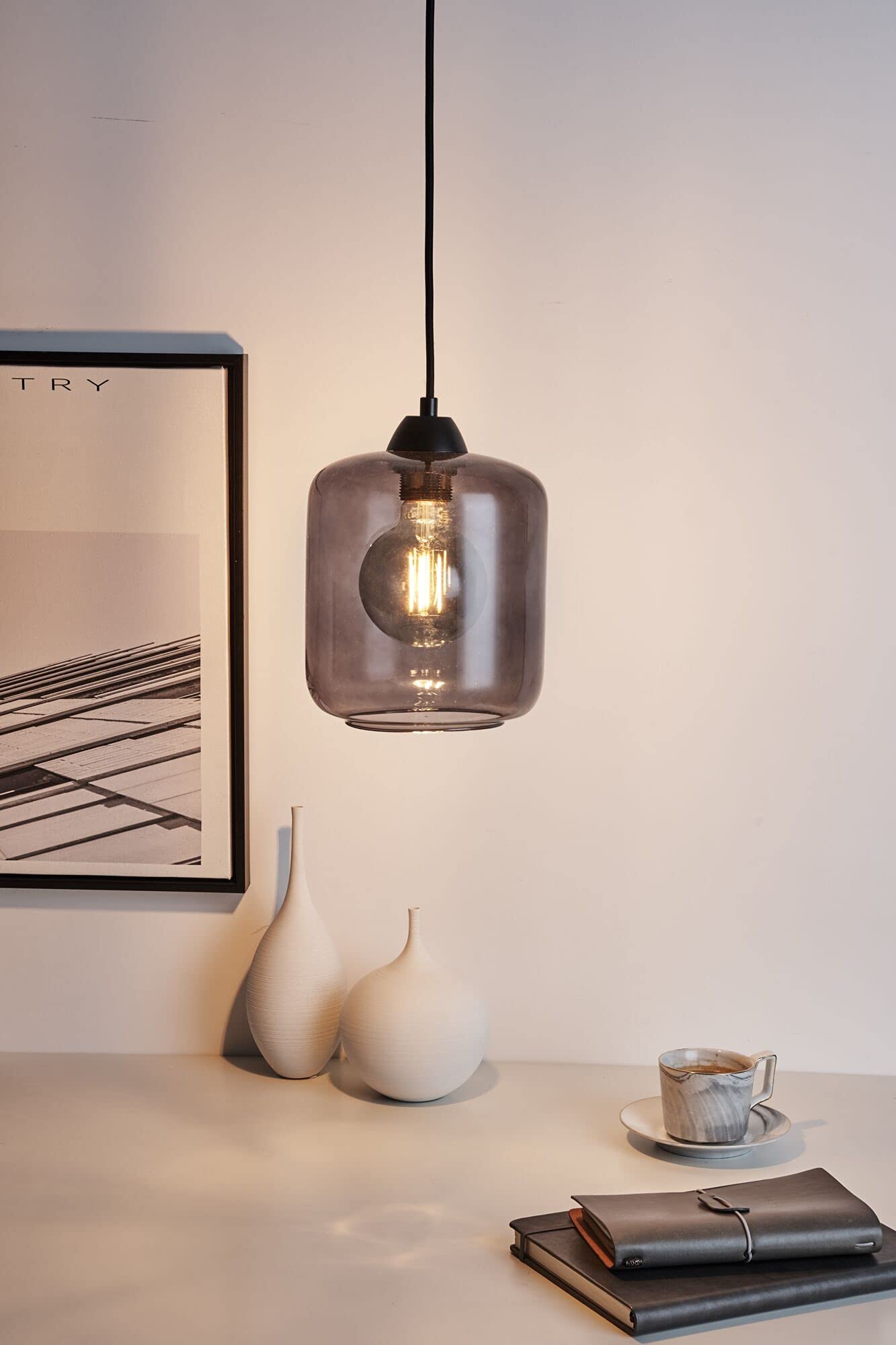 Pauleen 48189 Magic Glamour lampa wisząca maks. 20 W szkło dymne, czarne szkło, metal E27