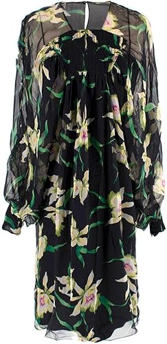 Dior Vestido Midi de Seda Floral Negro segunda mano