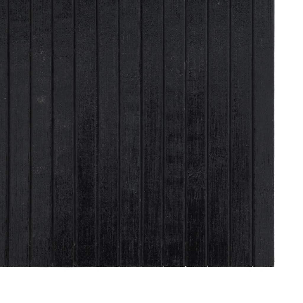 Tapis en bambou 100 x 100 cm, carré, antidérapant, en bambou naturel, revêtement de sol moderne pour salon, chambre à coucher, couloir, noir