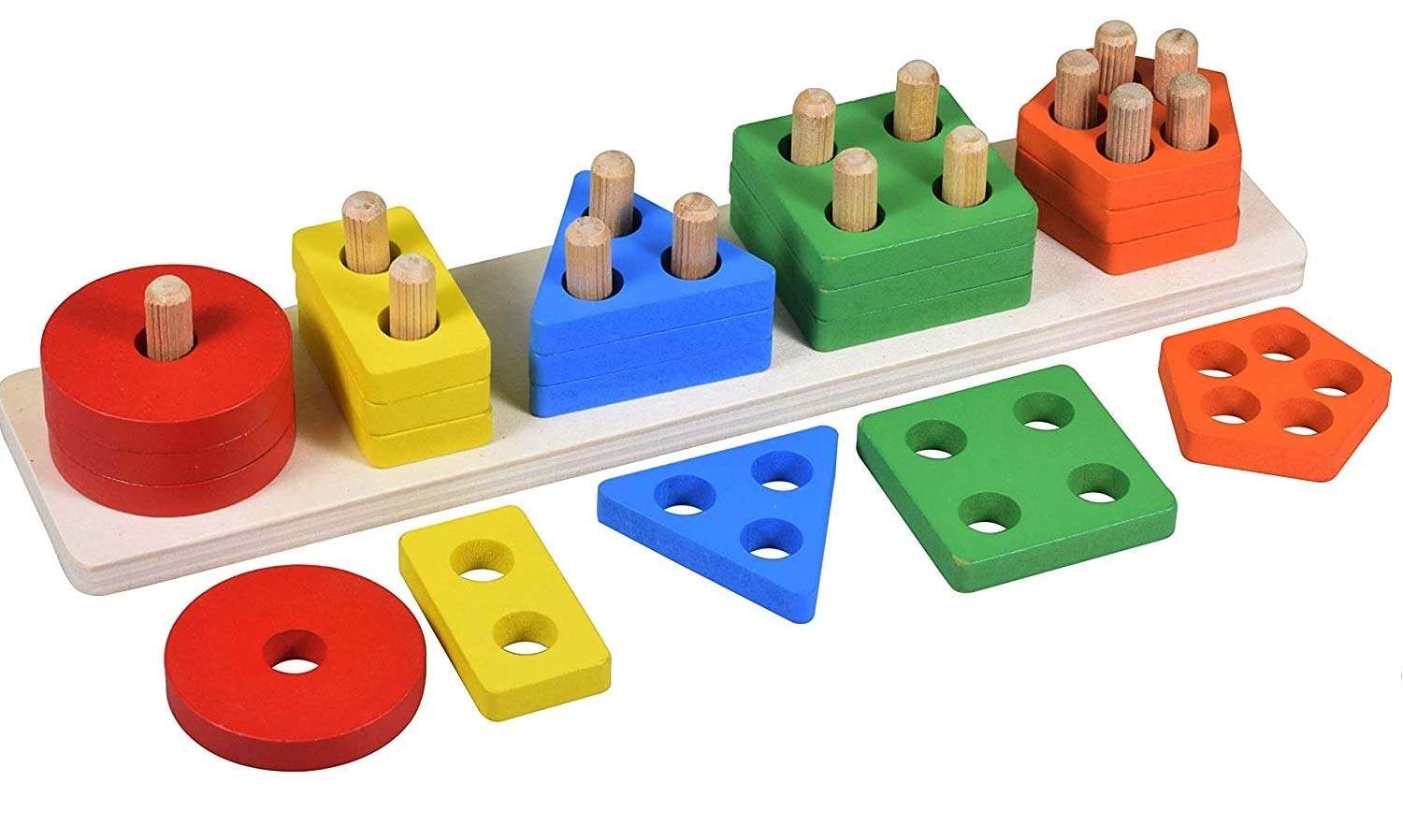 Seven Moon Wooden 4 Angle Geometric Blocks Building Stacker Shape Sorter Column Stacking Set for Kids (5) (B08WHJL28D) Amazon Price History, Amazon Price Tracker