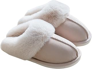 TopG Fuzzy Memory Foam Slippers Fluffy Winter House Slippers Suede Slippers with Faux Fur Collar Indoor Outdoor