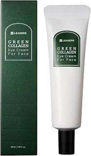 LEADERS Green Collagen Vegan Eye Cream: Anti-Aging Treatment Reduces Wrinkles, Dark Circles, Puffiness, Boosts Hydration & Elasticity, 30ml