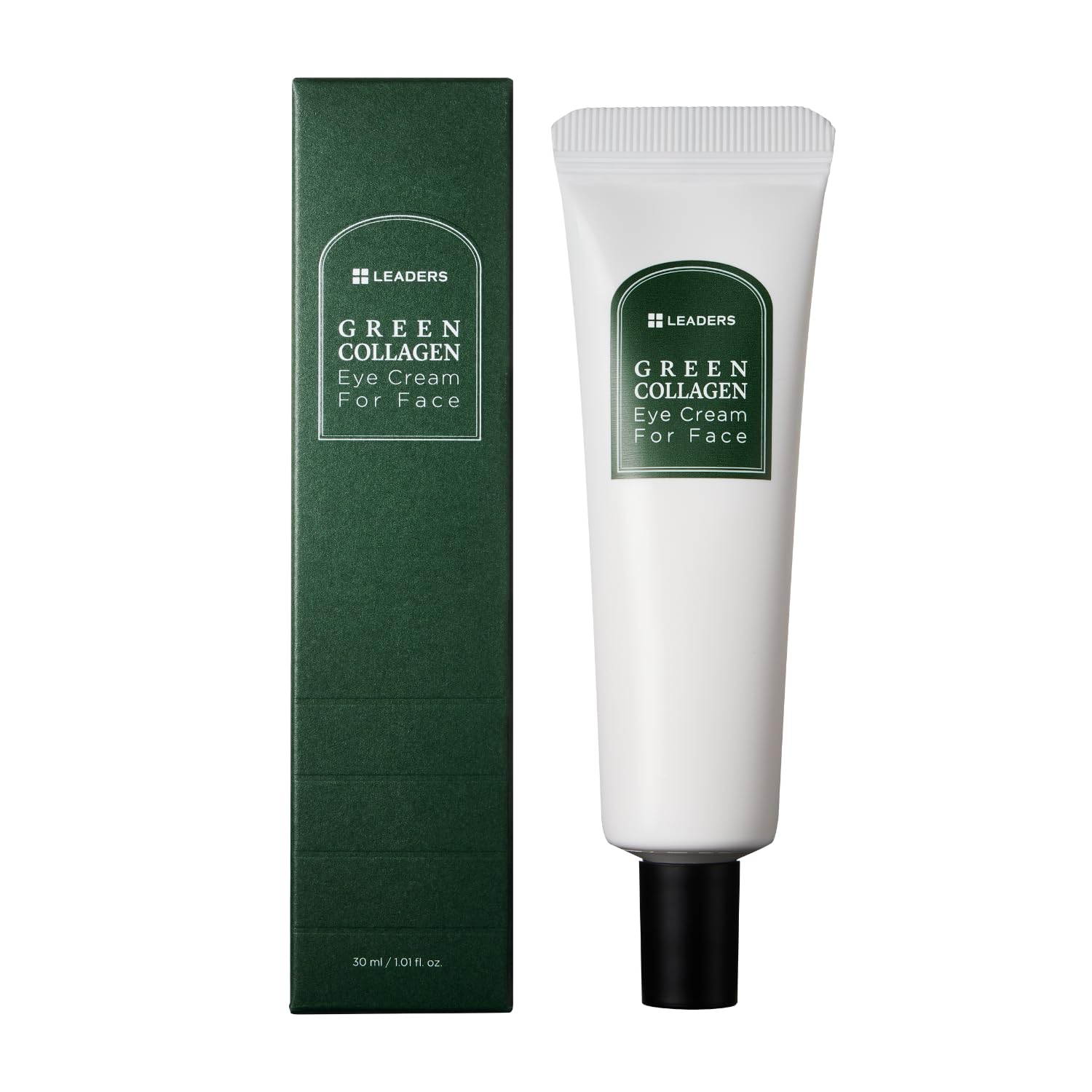 LEADERS Green Collagen Vegan Eye Cream: Anti-Aging Treatment Reduces Wrinkles, Dark Circles, Puffiness, Boosts Hydration & Elasticity, 30ml