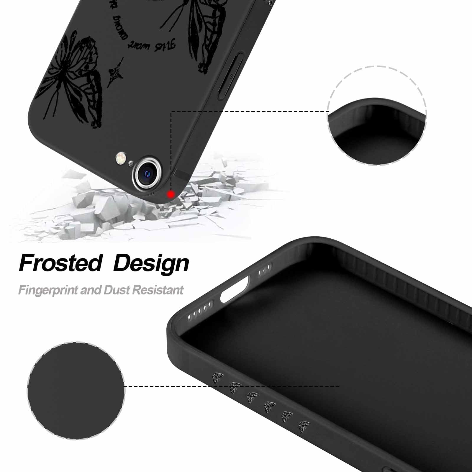 Pnakqil 2 Pezzi Cover per iPhone 7/8 / iPhone SE 2022/2020 4,7, Aesthetic Custodia Morbide Silicone con Faccina Sorridente Disegni, con Protezione Della Fotocamera Antiurto Ultra Carino TPU Case