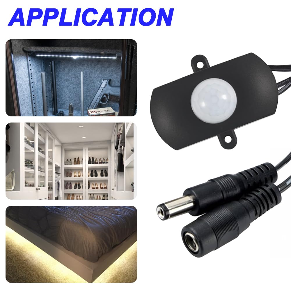 Xiatiaosann DC 12V bis 30V 3A Mini-Pir-Bewegungsmelder-Schalter, Infrarot-aktivierter LED-Schalter-Controller LED-Bewegungsmelder-Schalter mit DC-Klemmenanschluss, Schraubendreher(2pcs)