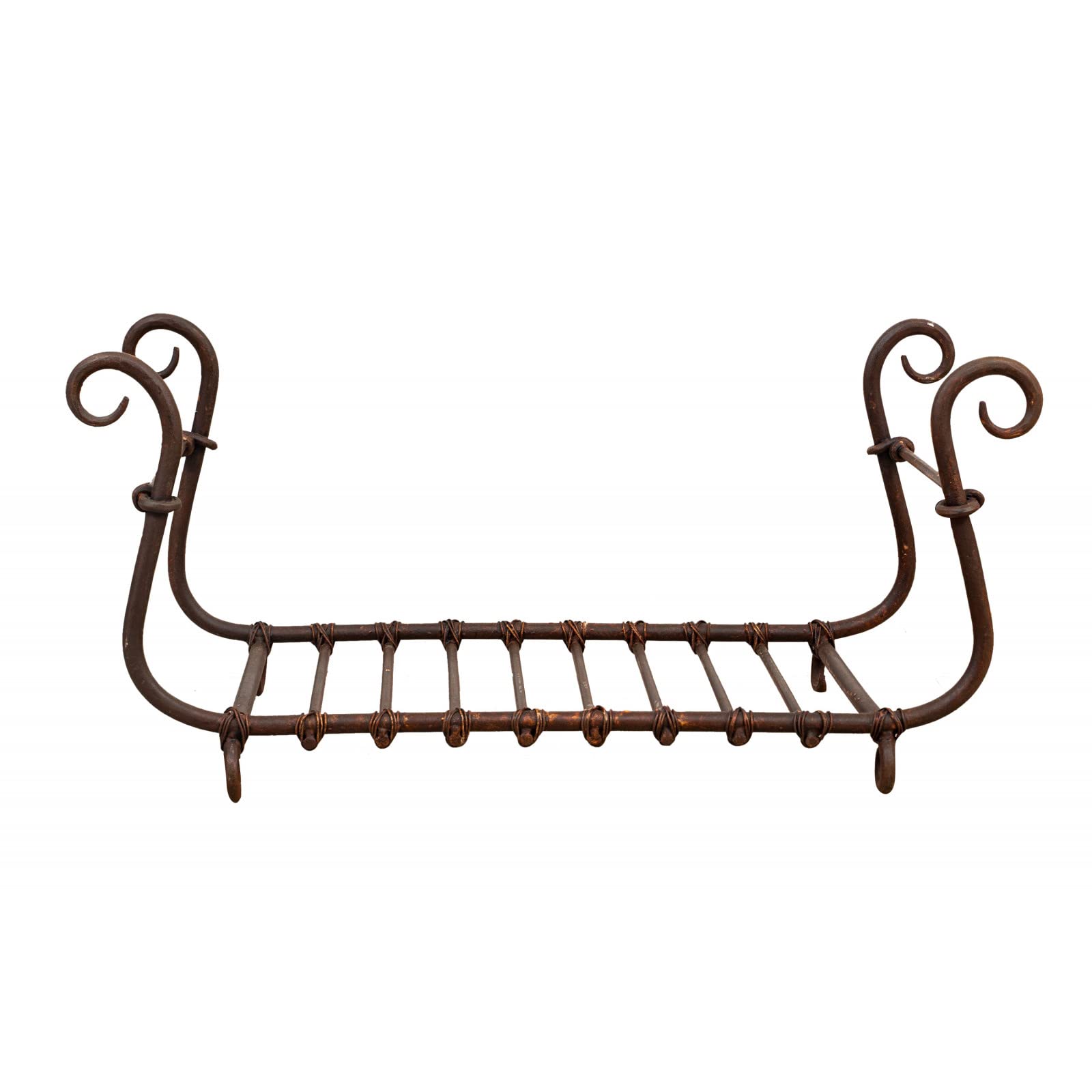 Biscottini Cesto porta legna da interno in ferro 92x44x45 cm | Porta legna per interni forgiato a mano | Portalegna da esterno e interno